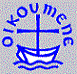 World Council of Churches logo. Boat with cross mast and word Oikoumene.